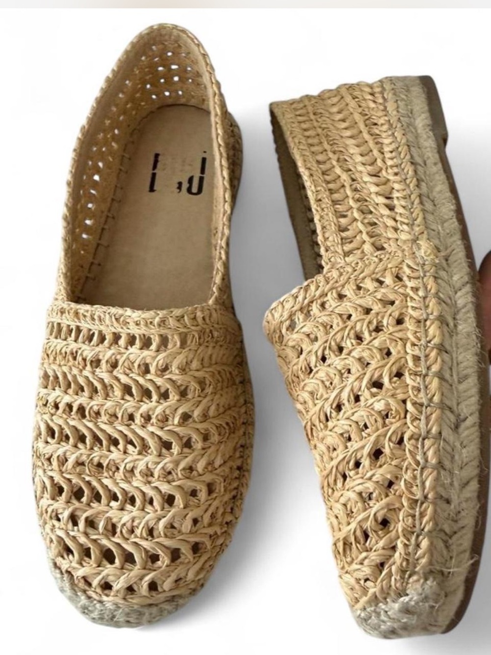 Bibi Lou Woven Raffia Jute Espadrille Flat Size 35 EU 6 US